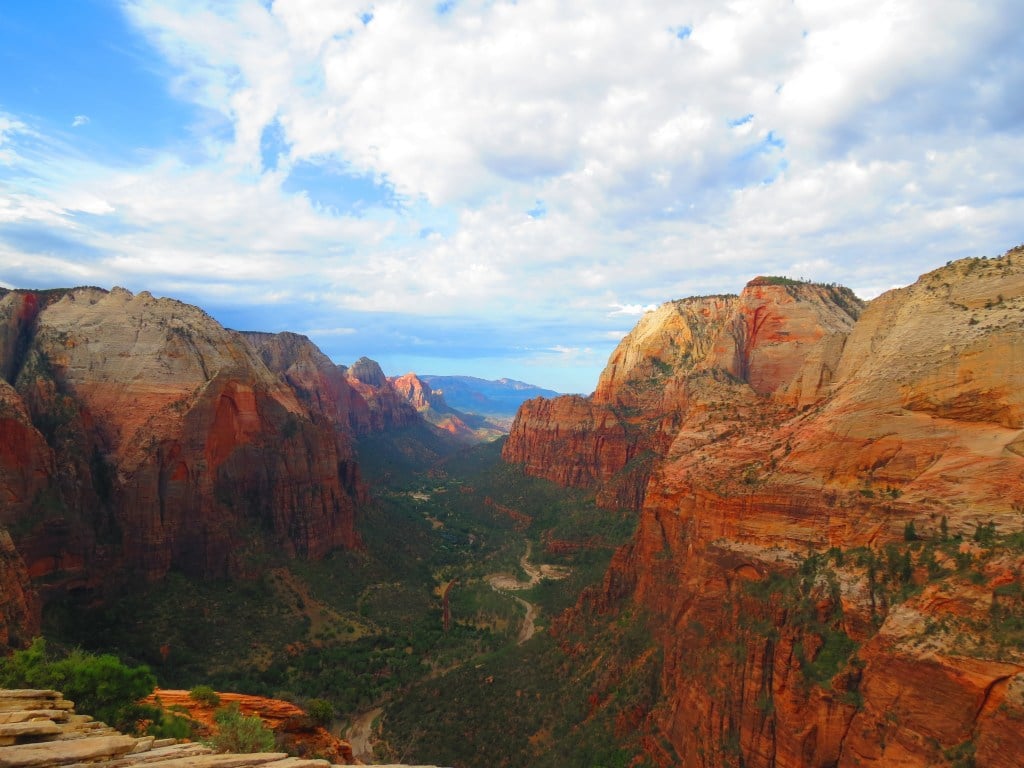 A view of the orange canyon and beyond.