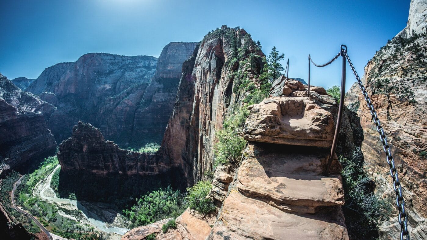 Some of the chains going of Angels Landing 