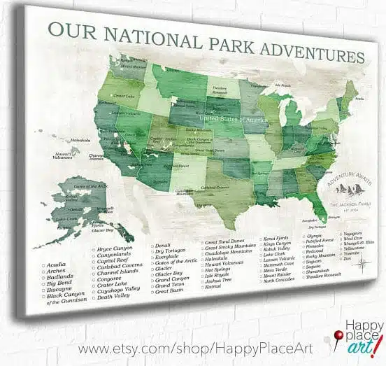 Epic US National Park Wall Maps To Help You Keep Track Of Your Travels ...