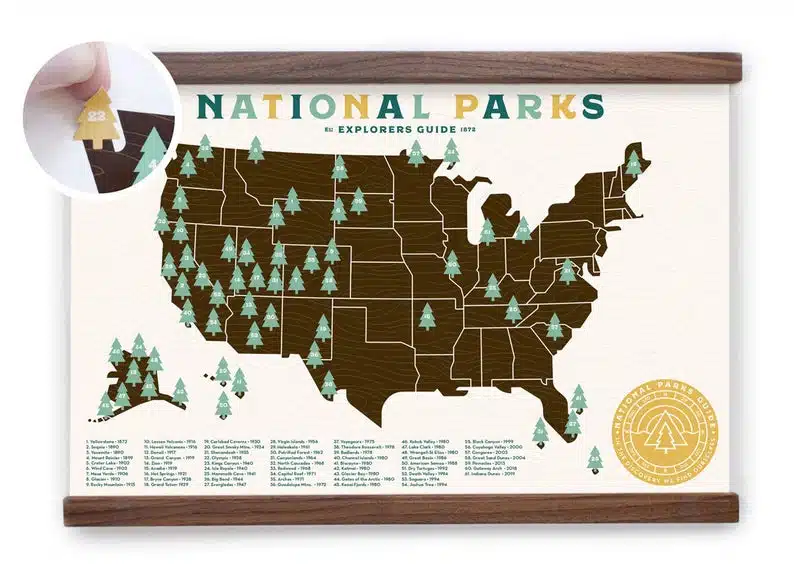 Epic US National Park Wall Maps To Help You Keep Track Of Your Travels ...