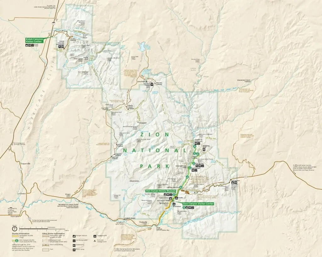 Map of Zion National Park