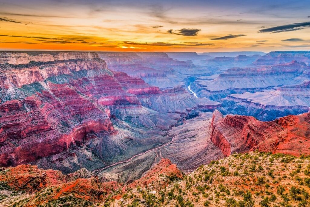 A classic multi colored view of the grand canyon