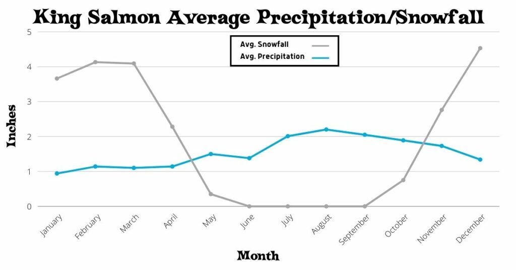 Chart of King Salmon Average Precipitation/Snowfall