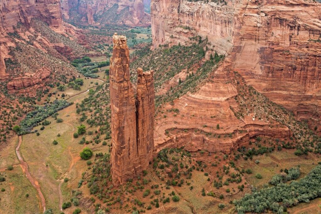 A towering rock formation in Canyon De Chelly National Monument