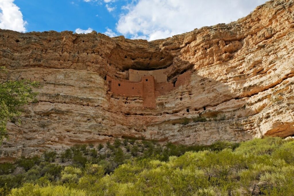 A cliff dwelling on the side of cliff