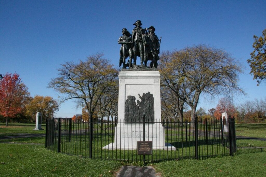 The statue at Fallen Timbers Battlefield and Fort Miamis National Historic Site