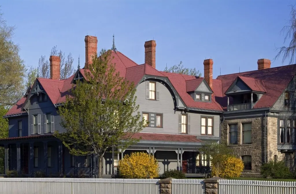 James A. Garfield's gray and red roofed house