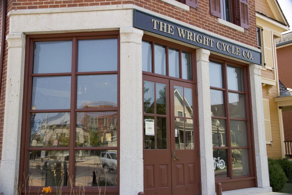 The store front of the Wright Cycle Co