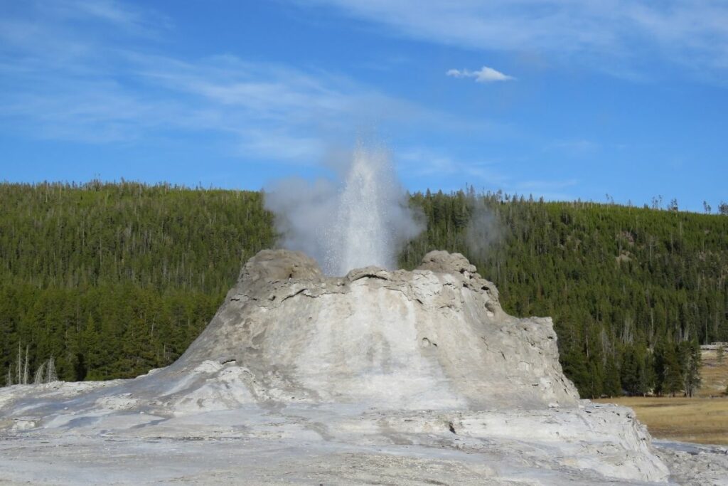 Castle Geyser throwing water into the air