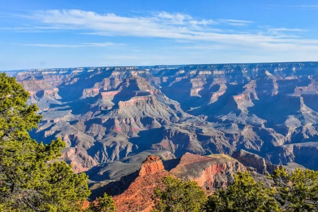 Looking at the valley and ridges of the grand Canyon