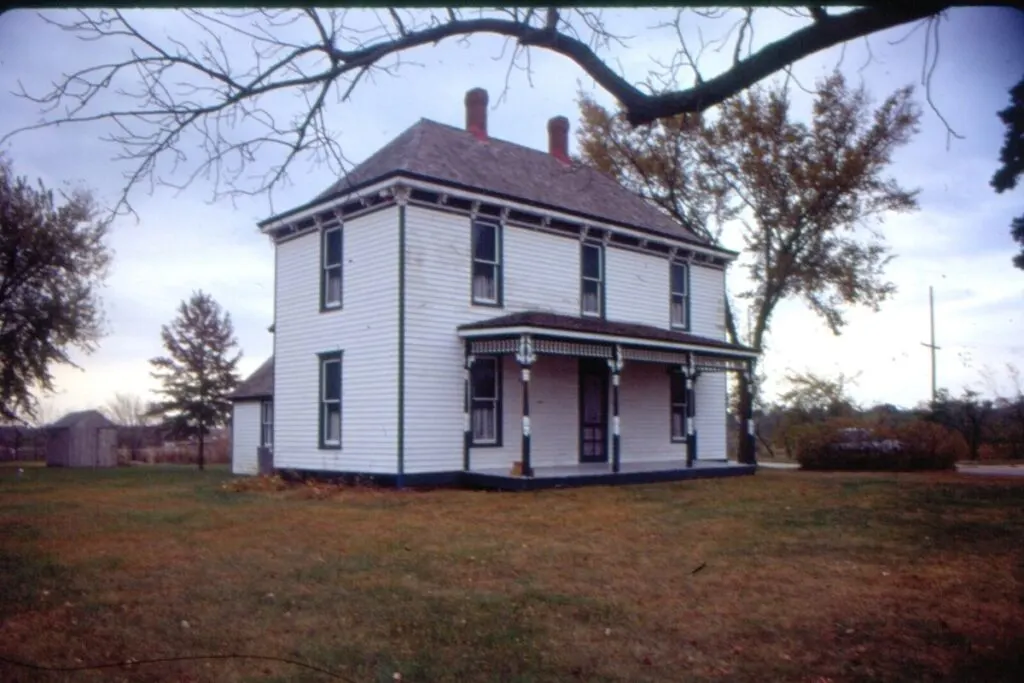 A white two story house