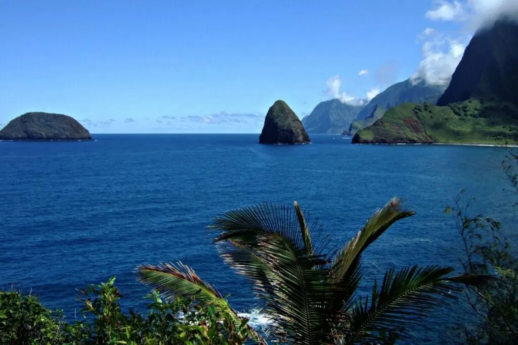 A topical volcanic island shoreline