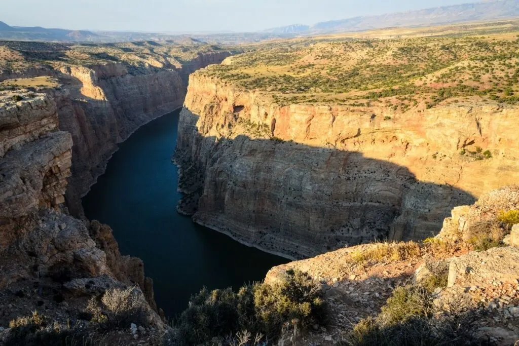 A river at the bottom of a canyon
