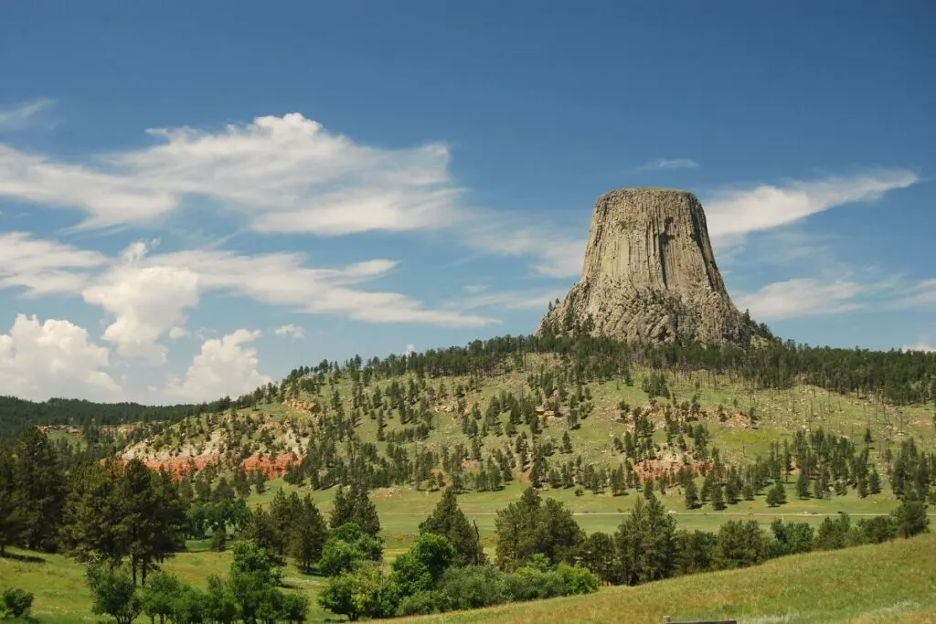 a rock monolith stands out from the landscape