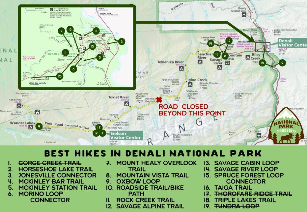 Map of Denali National Park Trailheads