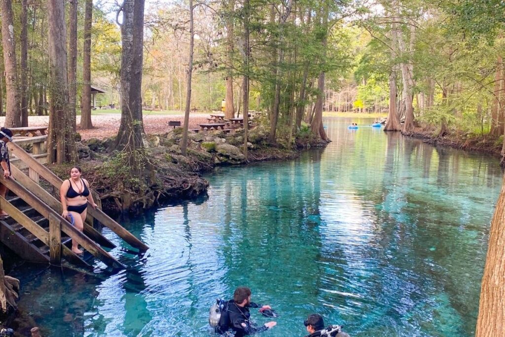 drivers getting ready to drive in a blue spring