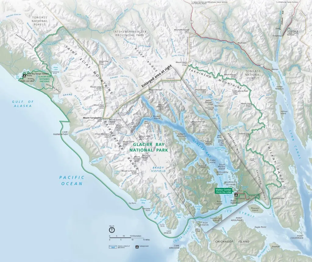 Map of Glacier Bay National Park and Preserve