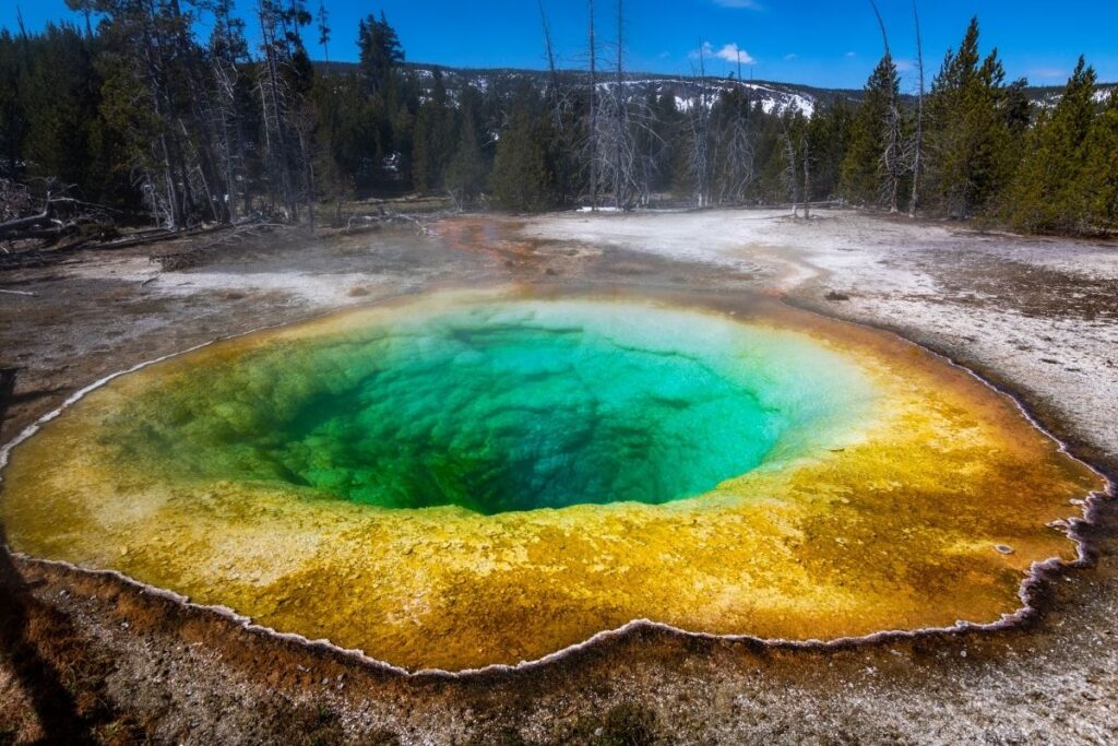 A multi-colored hot springs 