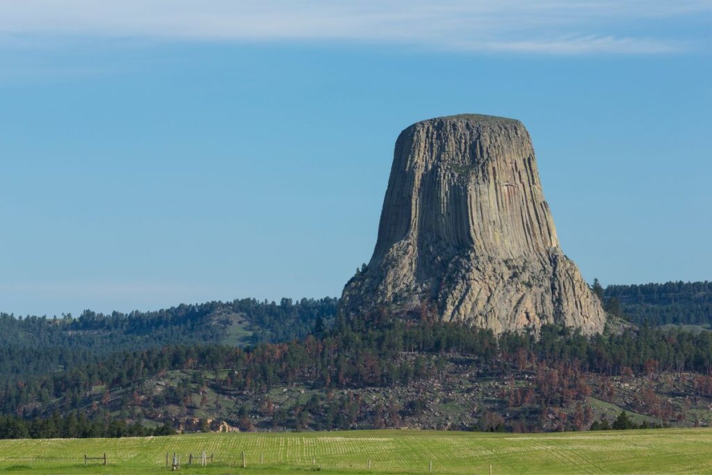 A tall monolith stands out from the landscape