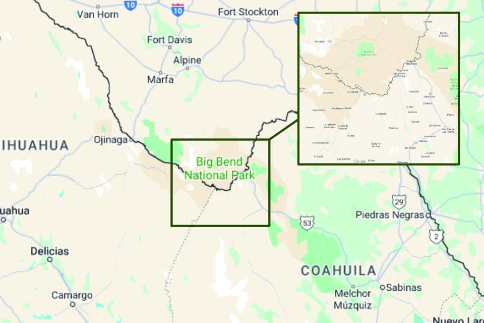 Map of Big Bend Region